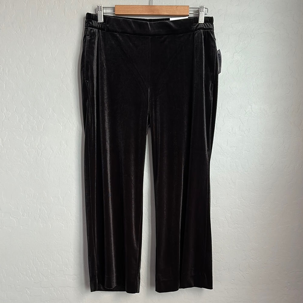 Velvet Cropped Wide-Leg Pants